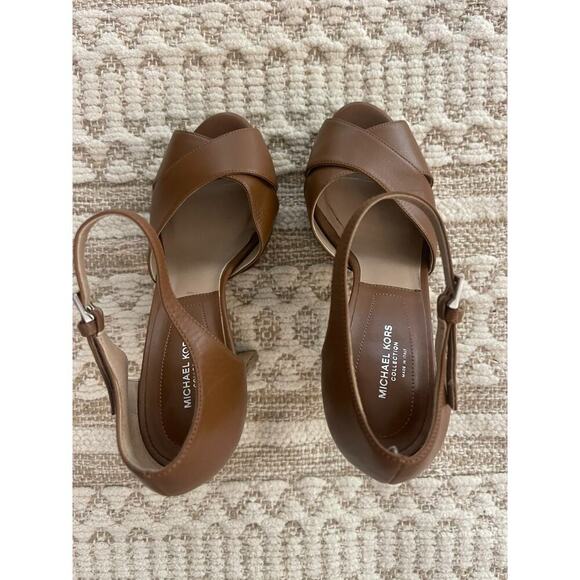 Michael Kors Collection 36 / 6 Huxley Leather Platform Sandal Heels Pump Leather - Picture 12 of 14